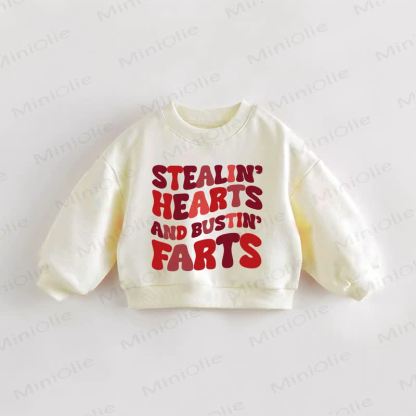 STEALIN' HEARTS AND BUSTIN' FARTS Baby Toddler Cream Sweatshirt - Cream - 3-5T - image 1
