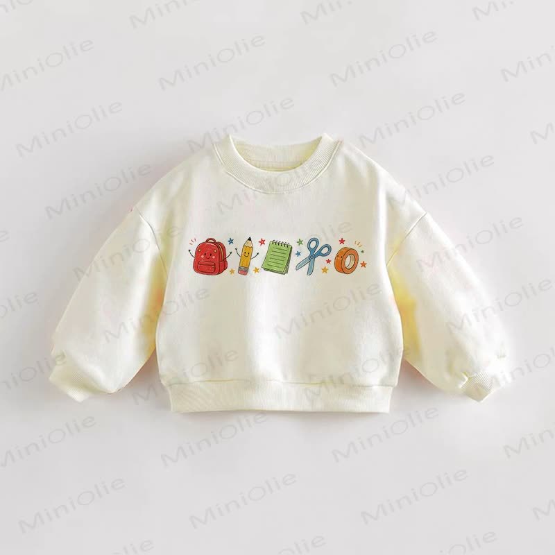 Baby Toddler School Supplies Cream Sweatshirt - Cream - 3-5T - image 1