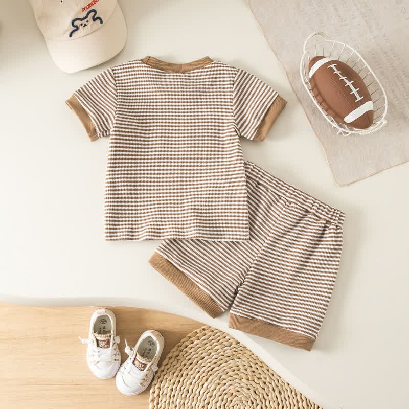 Baby Toddler Boy Sports Print Striped Tee and Shorts 2-piece Set - image 5