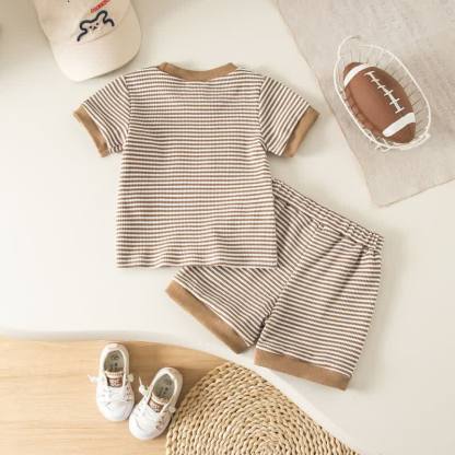 Baby Toddler Boy Sports Print Striped Tee and Shorts 2-piece Set - image 5