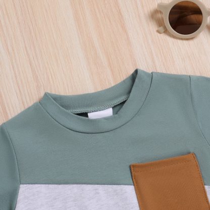 Baby Toddler Boy Diagonal Color Block Pocket Tee and Shorts 2-piece Set - image 6