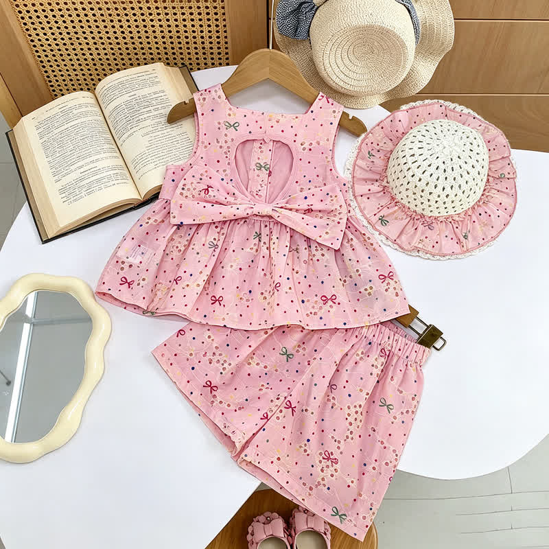 Toddler Girl Bow Print Sleeveless Top and Shorts 2-piece Set - image 2