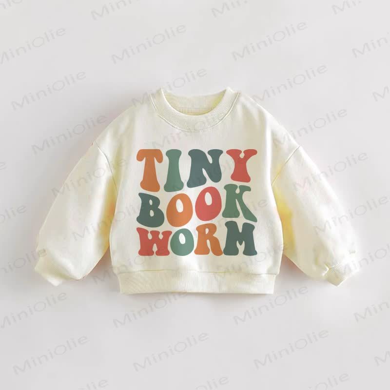 TINY BOOK WORM Baby Toddler Slogan Cream Sweatshirt - Cream - 3-5T - image 1