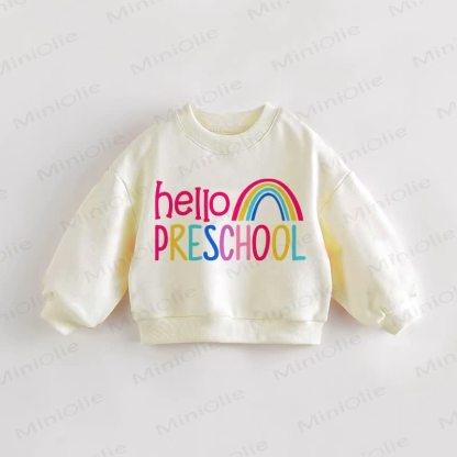 HELLO PRESCHOOL Baby Toddler Slogan Cream Sweatshirt - Cream - 3-5T - image 1