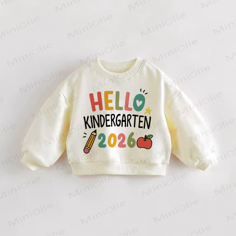 HELLO KINDERGARTEN 2026 Baby Toddler Slogan Cream Sweatshirt - Cream - 3-5T - image 1