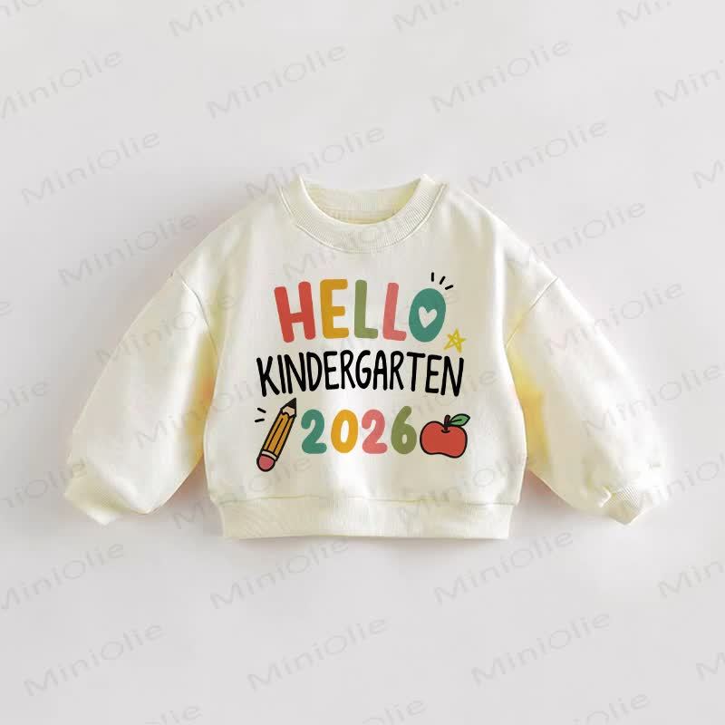 HELLO KINDERGARTEN 2026 Baby Toddler Slogan Cream Sweatshirt - Cream - 3-5T - image 1