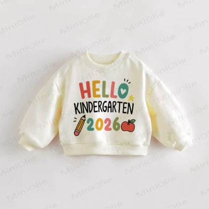 HELLO KINDERGARTEN 2026 Baby Toddler Slogan Cream Sweatshirt - Cream - 3-5T - image 1