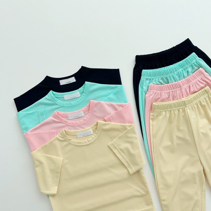 Toddler Baby Solid Color Tee and Pants 2-piece Pyjama Set - image 6