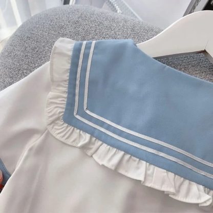 Toddler Kid Girl Sailor Ruffle Collar Tee and Skirt 2-piece Set - image 4