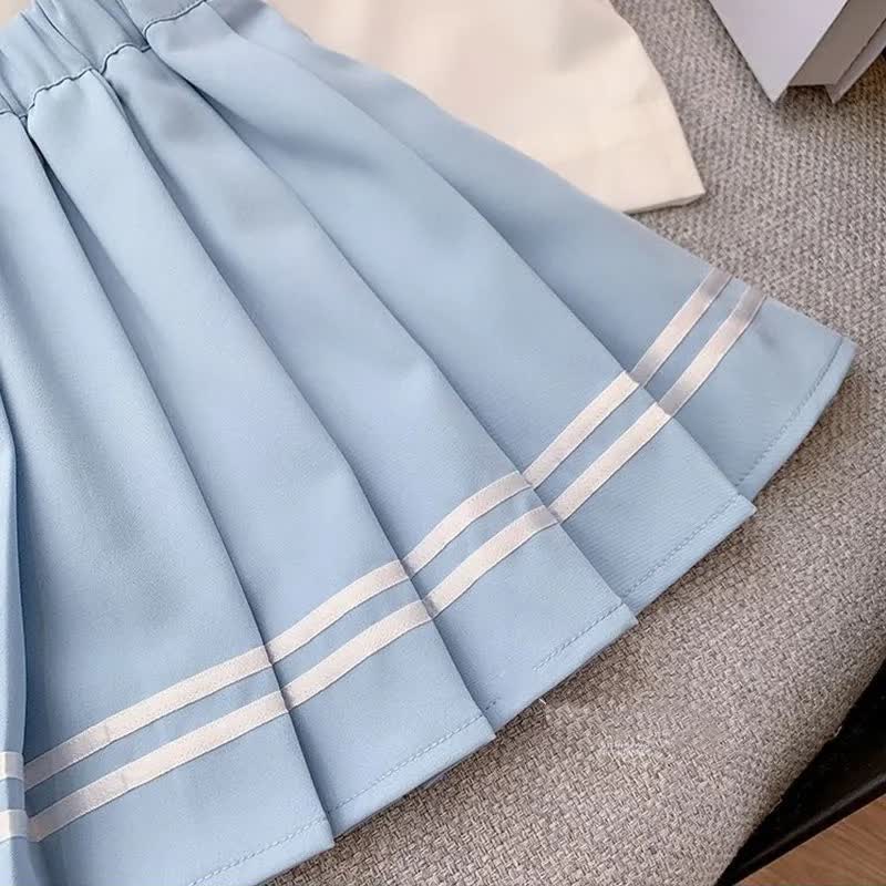 Toddler Kid Girl Sailor Ruffle Collar Tee and Skirt 2-piece Set - image 5