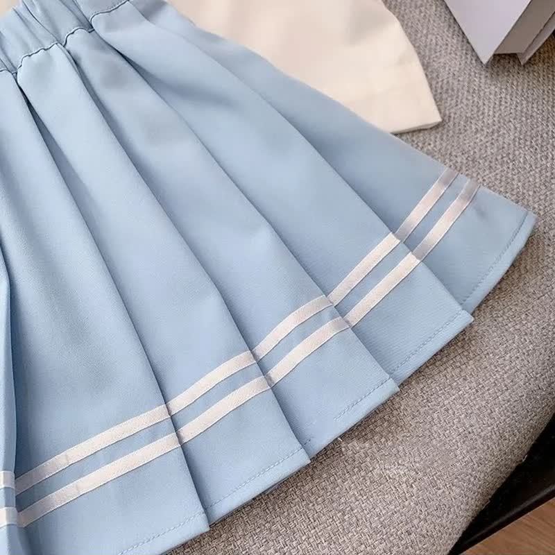 Toddler Kid Girl Sailor Ruffle Collar Tee and Skirt 2-piece Set - image 5