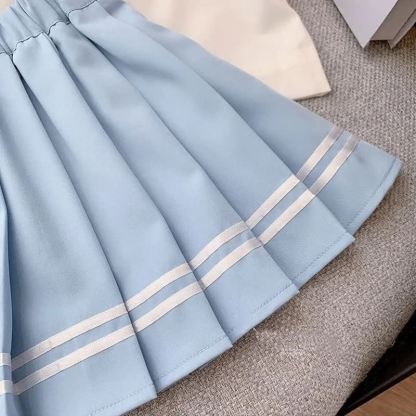 Toddler Kid Girl Sailor Ruffle Collar Tee and Skirt 2-piece Set - image 5