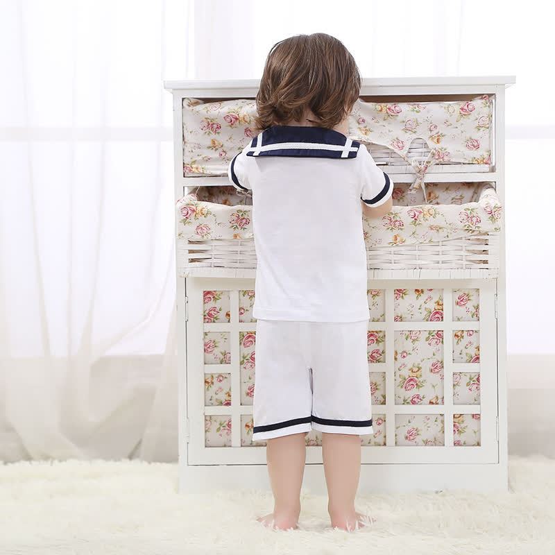 Toddler Baby Classic Nautical Sailor Collar Top and Shorts 2-piece Set - image 4
