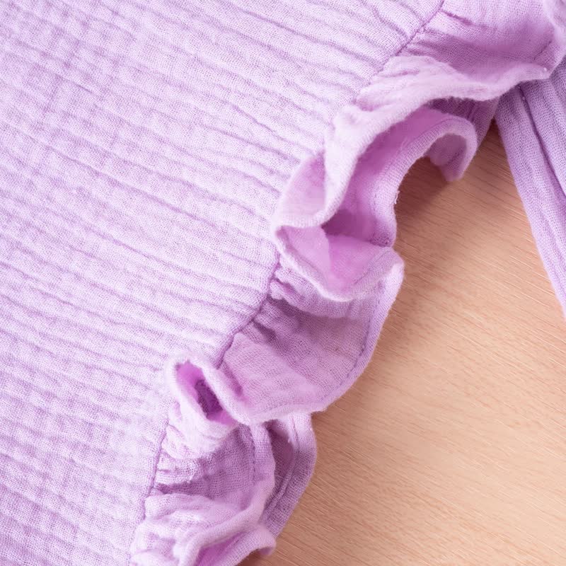Toddler Girl Solid Color Crinkled Sleeveless Ruffle Hem Top and Pants 2-piece Set - image 7