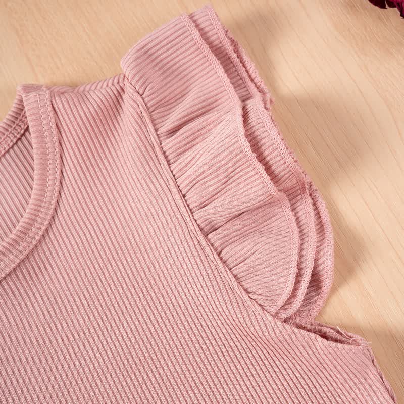 Toddler Girls Ribbed Ruffle Top and Shorts 2-piece Set - image 8