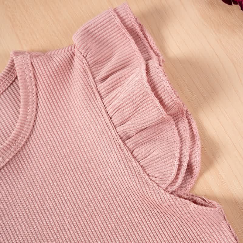 Toddler Girls Ribbed Ruffle Top and Shorts 2-piece Set - image 8