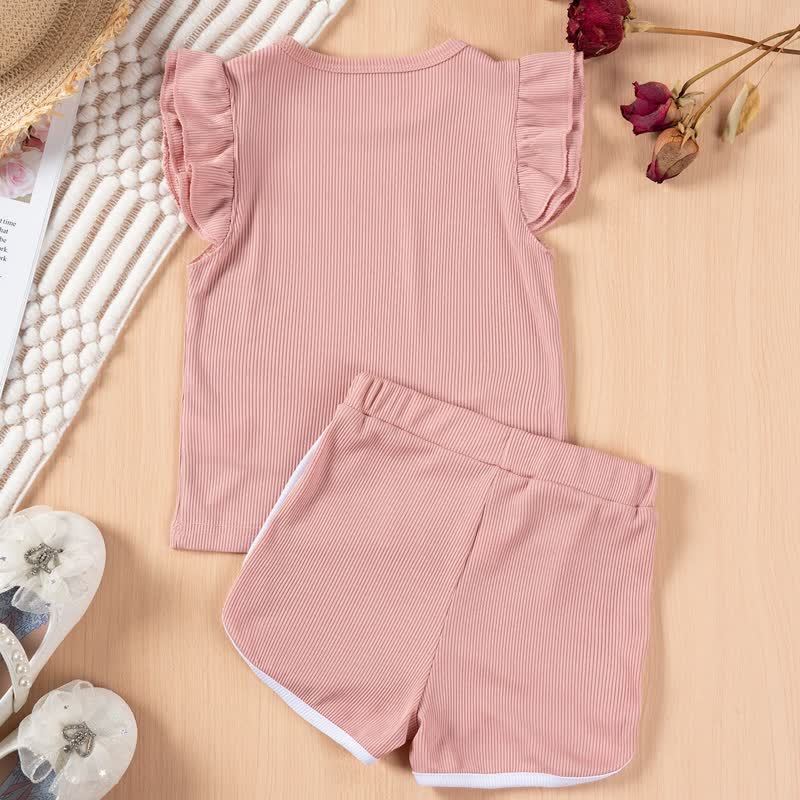 Toddler Girls Ribbed Ruffle Top and Shorts 2-piece Set - image 6