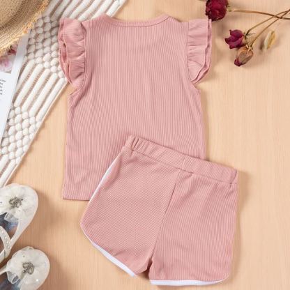 Toddler Girls Ribbed Ruffle Top and Shorts 2-piece Set - image 6