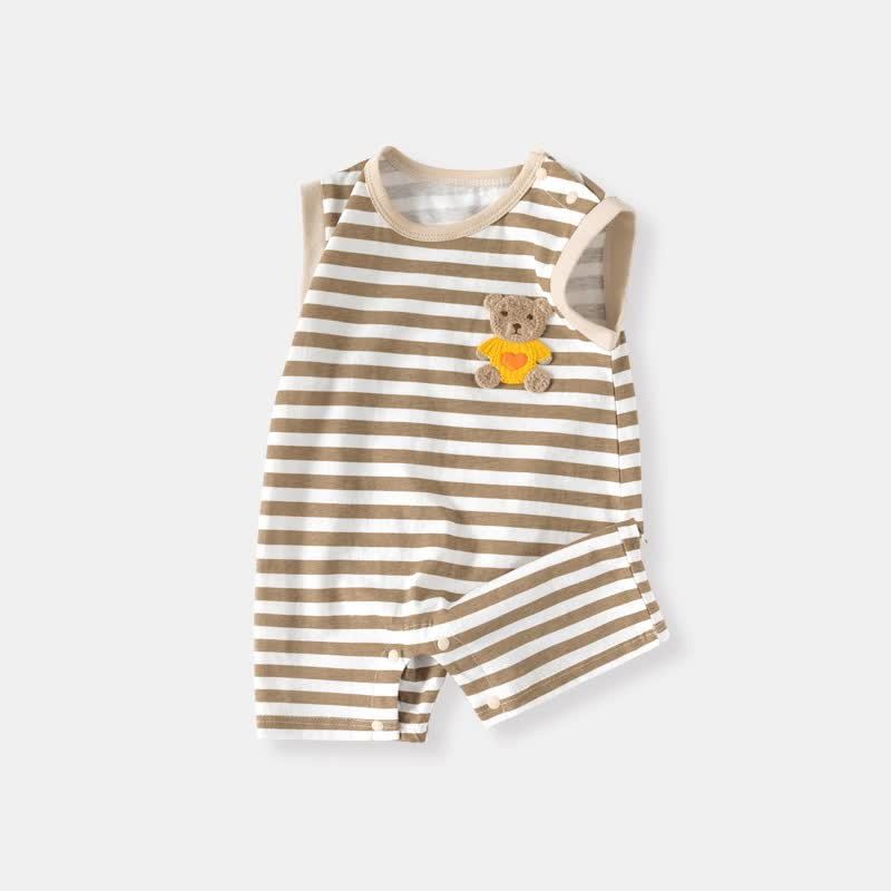 Baby Cartoon Patch Colorblock Sleeveless Onesie - Brown Bear - 18-24M - image 12