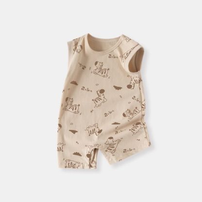 Baby Cartoon Patch Colorblock Sleeveless Onesie - Brown Zebra - 18-24M - image 13