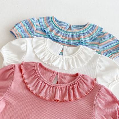 Toddler Girl Ruffle Collar Puff Sleeve Summer T-Shirt - image 7