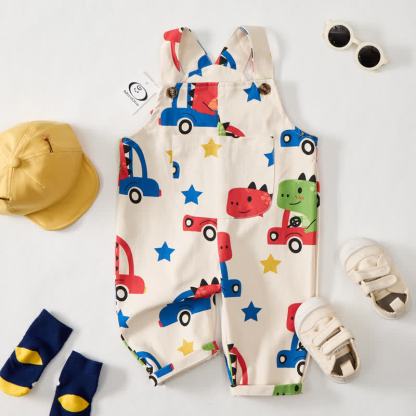Baby Toddler Beige Dinosaur Print Overalls - image 2