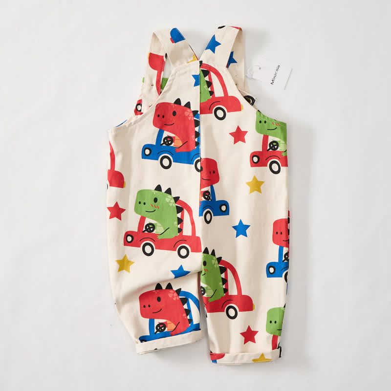 Baby Toddler Beige Dinosaur Print Overalls - image 3