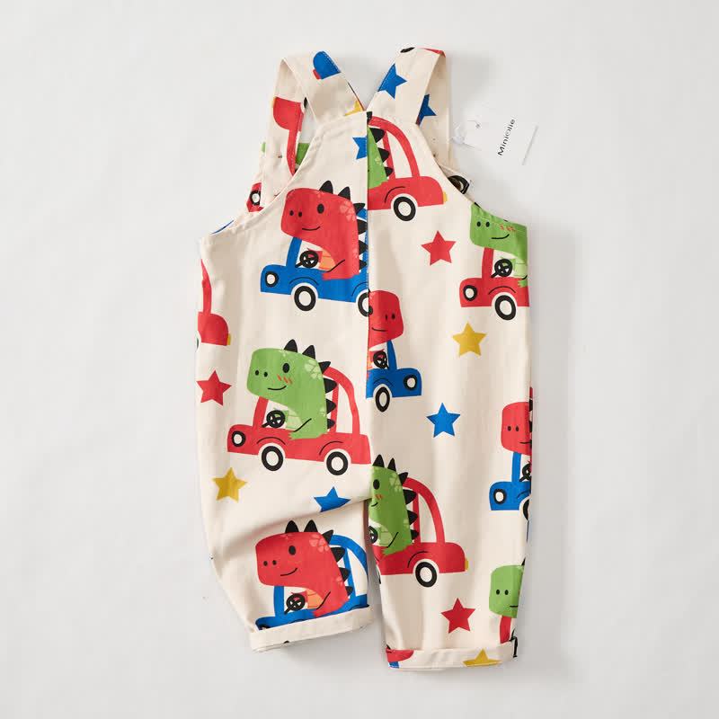 Baby Toddler Beige Dinosaur Print Overalls - image 3