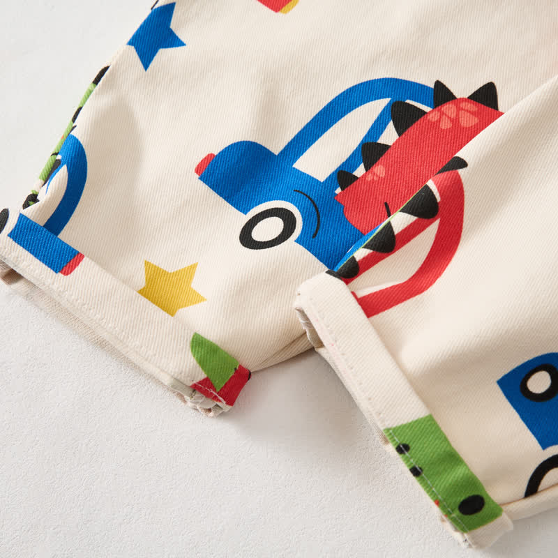 Baby Toddler Beige Dinosaur Print Overalls - image 5