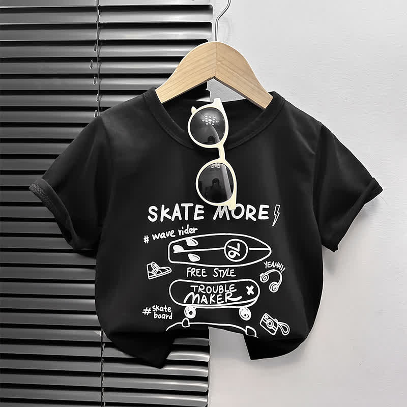 Toddler Cartoon Print Boxy T-Shirt - Black Skateboard - 4-5T - image 2