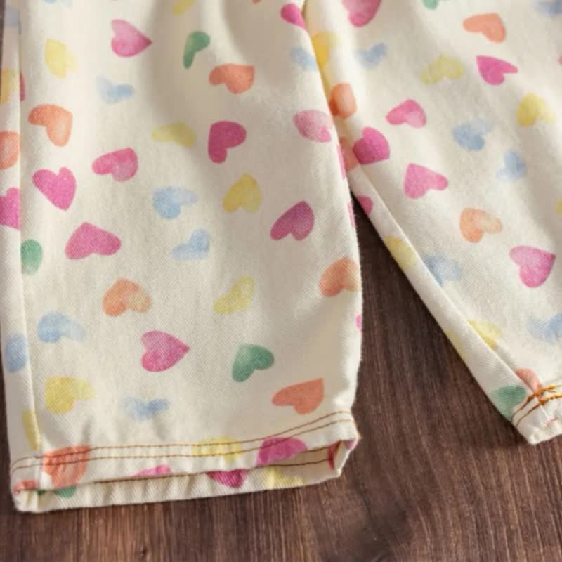 Toddler Baby Girls Beige Heart Print Pants - image 5