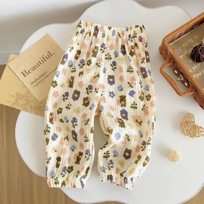 Toddler Baby Floral&Bear Print Summer Pants - Purple - 4-5T - image 2