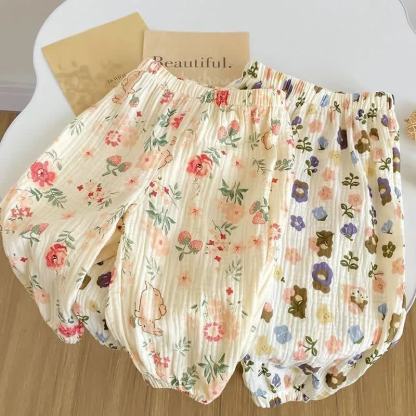 Toddler Baby Floral&Bear Print Summer Pants - Purple&Red Two Pants - 4-5T - image 4