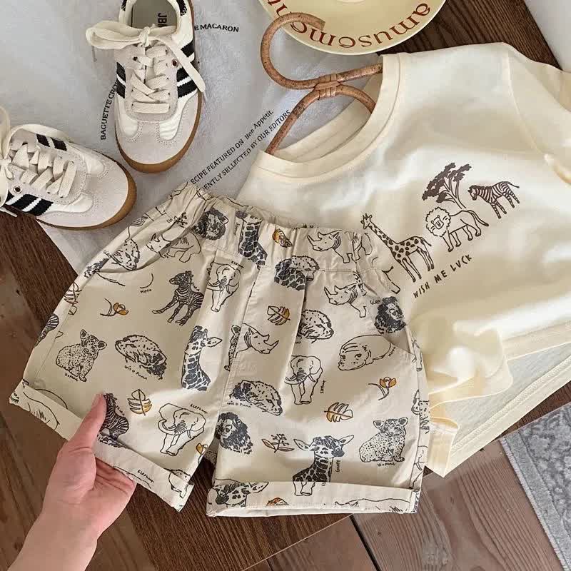 WISH ME LUCK Toddler Baby Animal Top and Shorts 2-piece Set - image 1