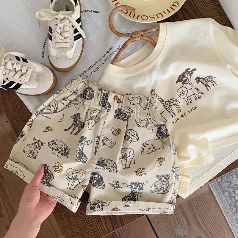 WISH ME LUCK Toddler Baby Animal Top and Shorts 2-piece Set - image 1