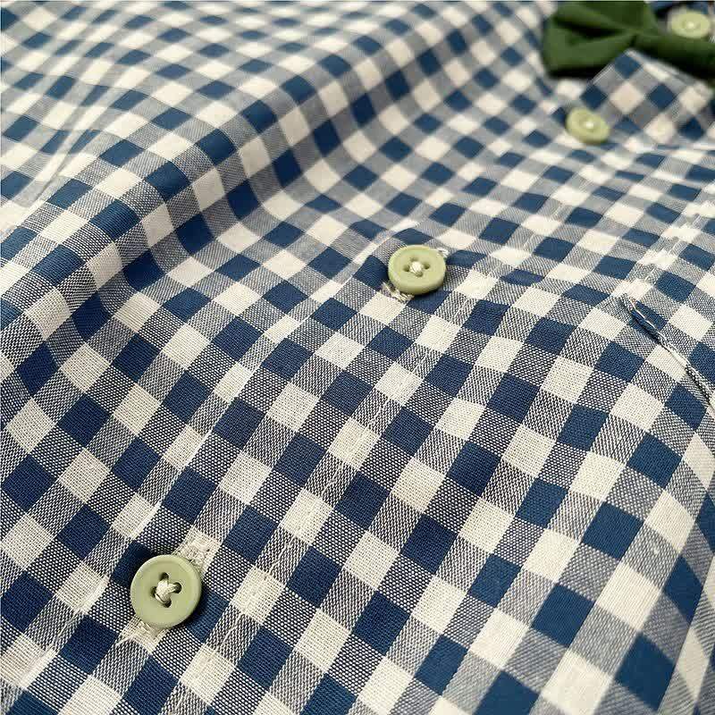 Toddler Baby Blue Gingham Bow Tie Top and Beige Pants 2-piece Set - image 7
