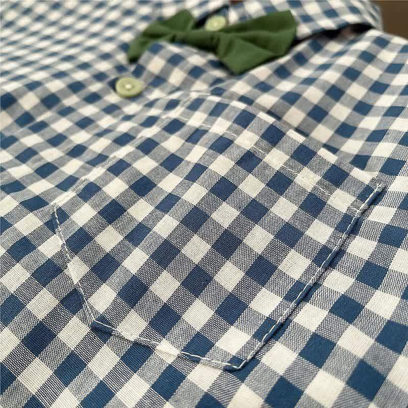 Toddler Baby Blue Gingham Bow Tie Top and Beige Pants 2-piece Set - image 6