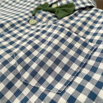 Toddler Baby Blue Gingham Bow Tie Top and Beige Pants 2-piece Set - image 6