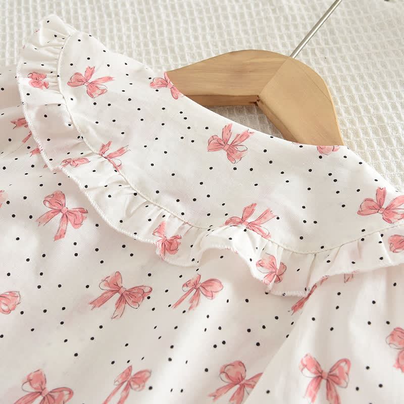 Toddler Girl White&Pink Bow Top and Skirt 2-piece Set - image 4