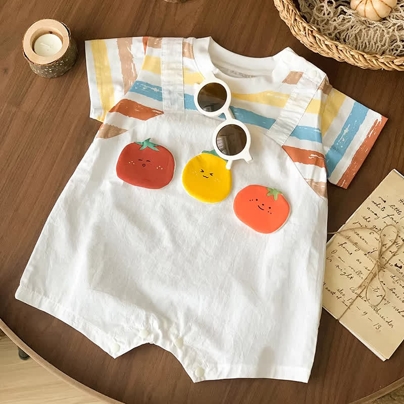 Baby Fruit Patch Striped Short Sleeve Romper - White - 11-14M - image 1