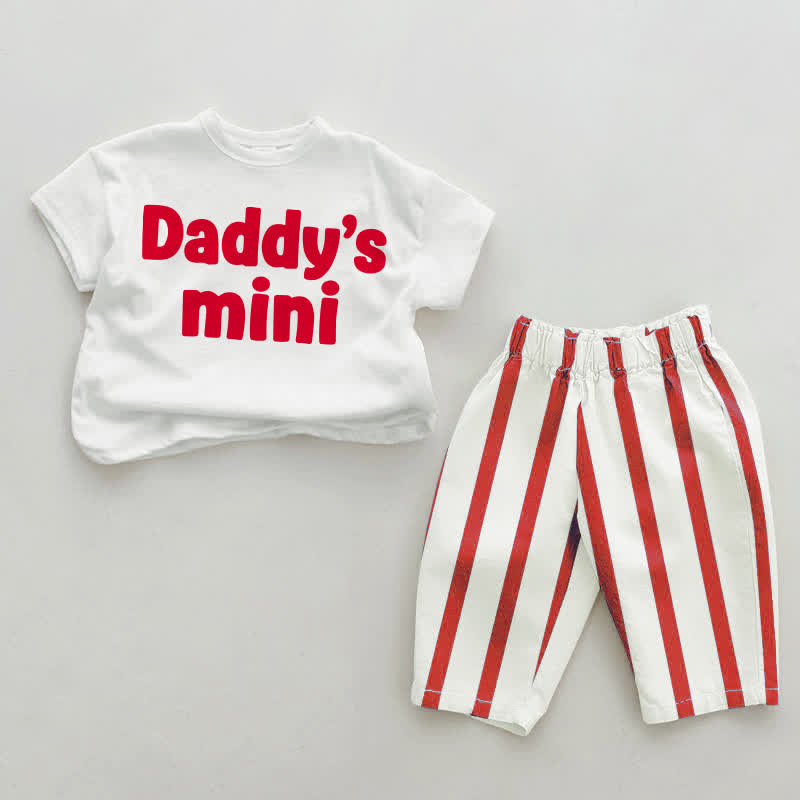 MOMMY'S/DADDY'S MINI Baby White&Red Vertical Striped 2-piece Set - White&Red: DADDY'S - 4-5T - image 2