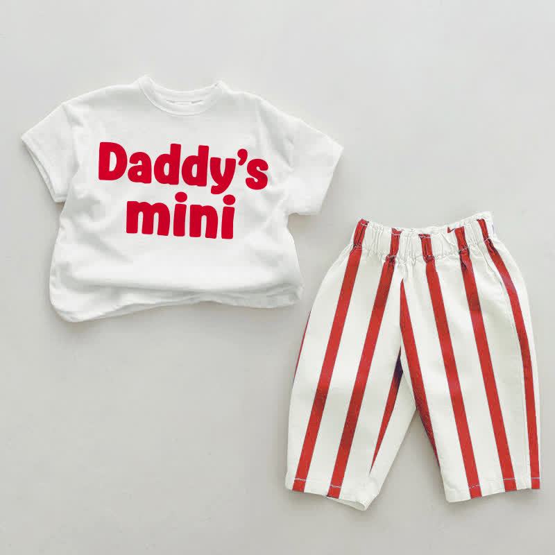 MOMMY'S/DADDY'S MINI Baby White&Red Vertical Striped 2-piece Set - White&Red: DADDY'S - 4-5T - image 2