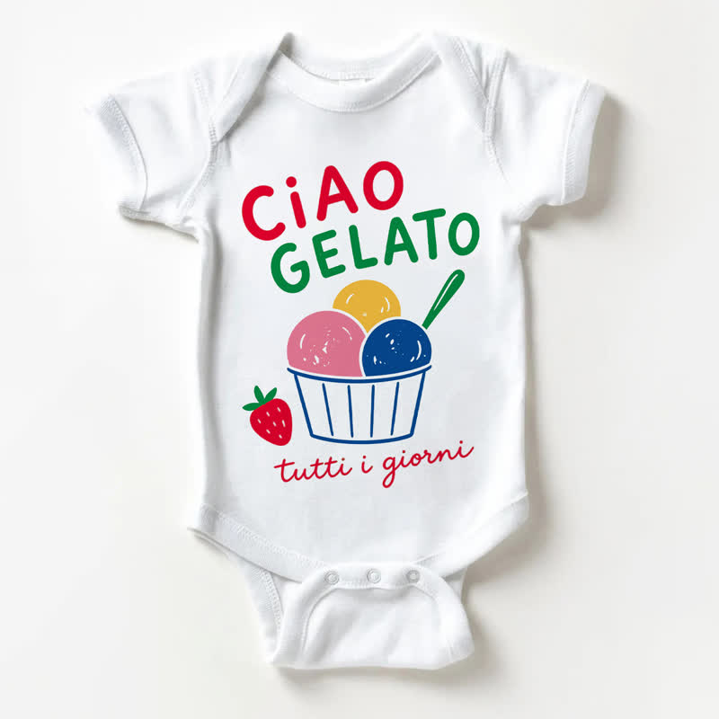 CIAO GELATO TUTTI I GIOINI Baby Slogan White Bodysuit - White - 18-24M - image 1