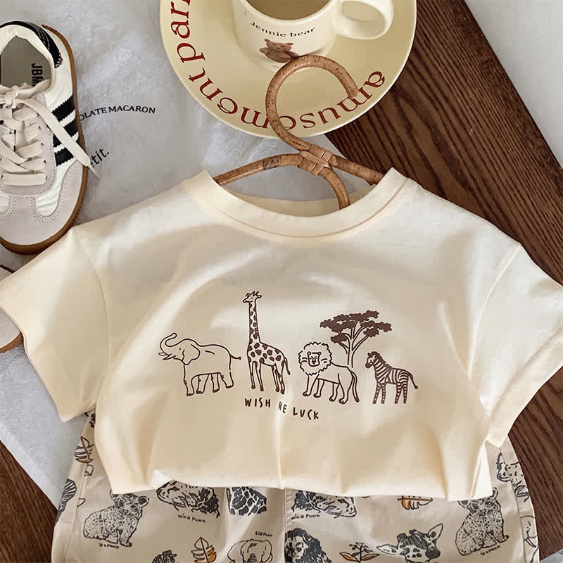 WISH ME LUCK Toddler Baby Animal Top and Shorts 2-piece Set - image 4