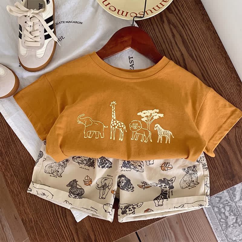 WISH ME LUCK Toddler Baby Animal Top and Shorts 2-piece Set - Yellow - 6-7T - image 2