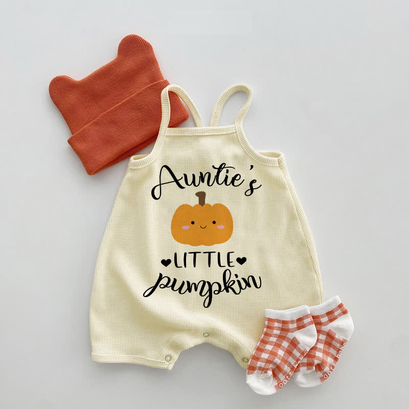 AUNTIE'S LITTLE PUMPKIN Baby Beige Waffle Suspenders Romper - Beige - 18-24M - image 1