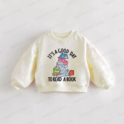 IT'S A GOOD DAY TO READ A BOOK Baby Toddler Cream Sweatshirt - Cream - 3-5T - image 1