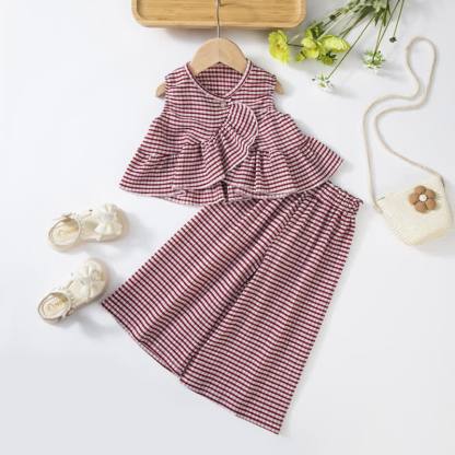 Toddler Girl Striped Peplum Sleeveless Top and Pants 2-piece Set - Red - 6-7Y - image 5