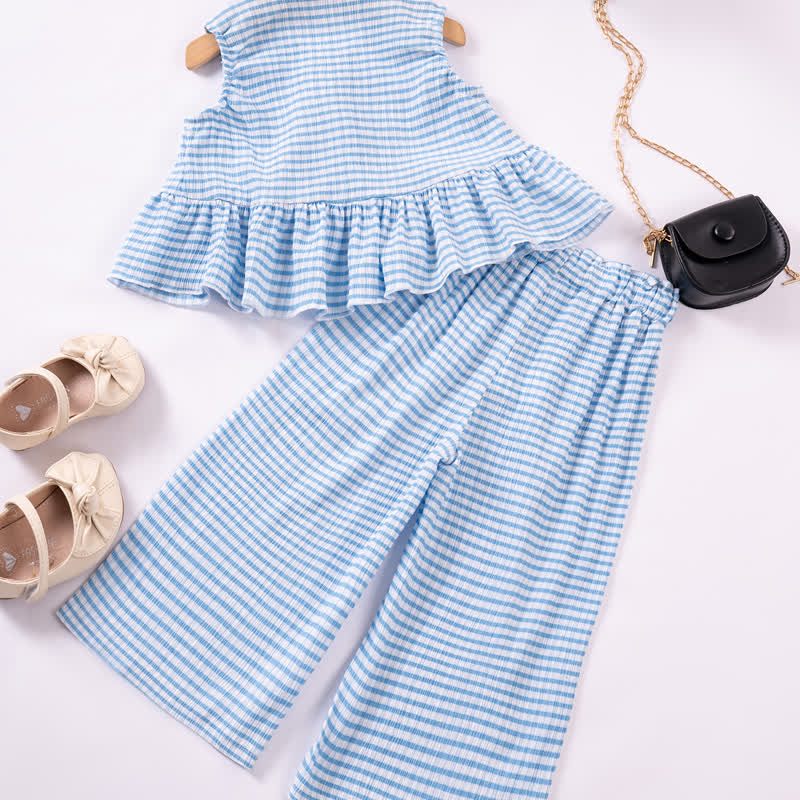 Toddler Girl Striped Peplum Sleeveless Top and Pants 2-piece Set - image 6