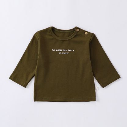 Baby Toddler Soft Shoulder Button Long Sleeve T-Shirt - Green Slogan - 2-3T - image 4